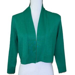 Anne Klein Green Clover Open-Front Cropped Cardigan Sweater Shrug New Women’s